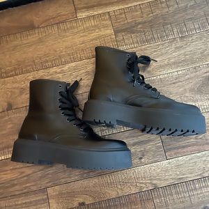 ASOS DESIGN Attitude 2 lace up chunky boots in black size 8